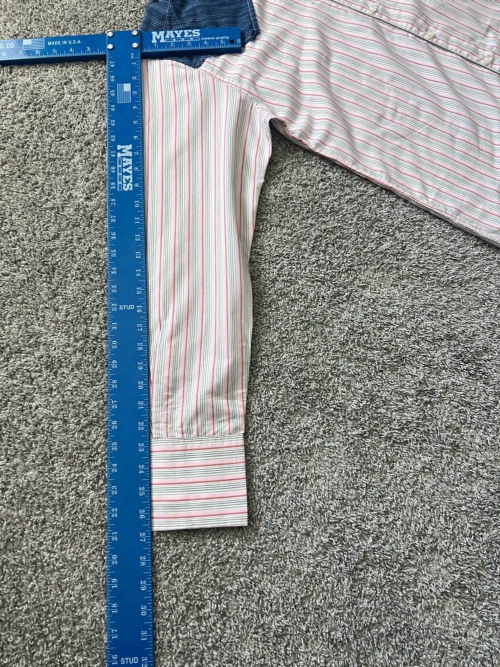 NWT 7 Diamonds Men’s Button-Down Long-Sleeve Pink Gray Striped Cotton Shirt - XL - Picture 7 of 8